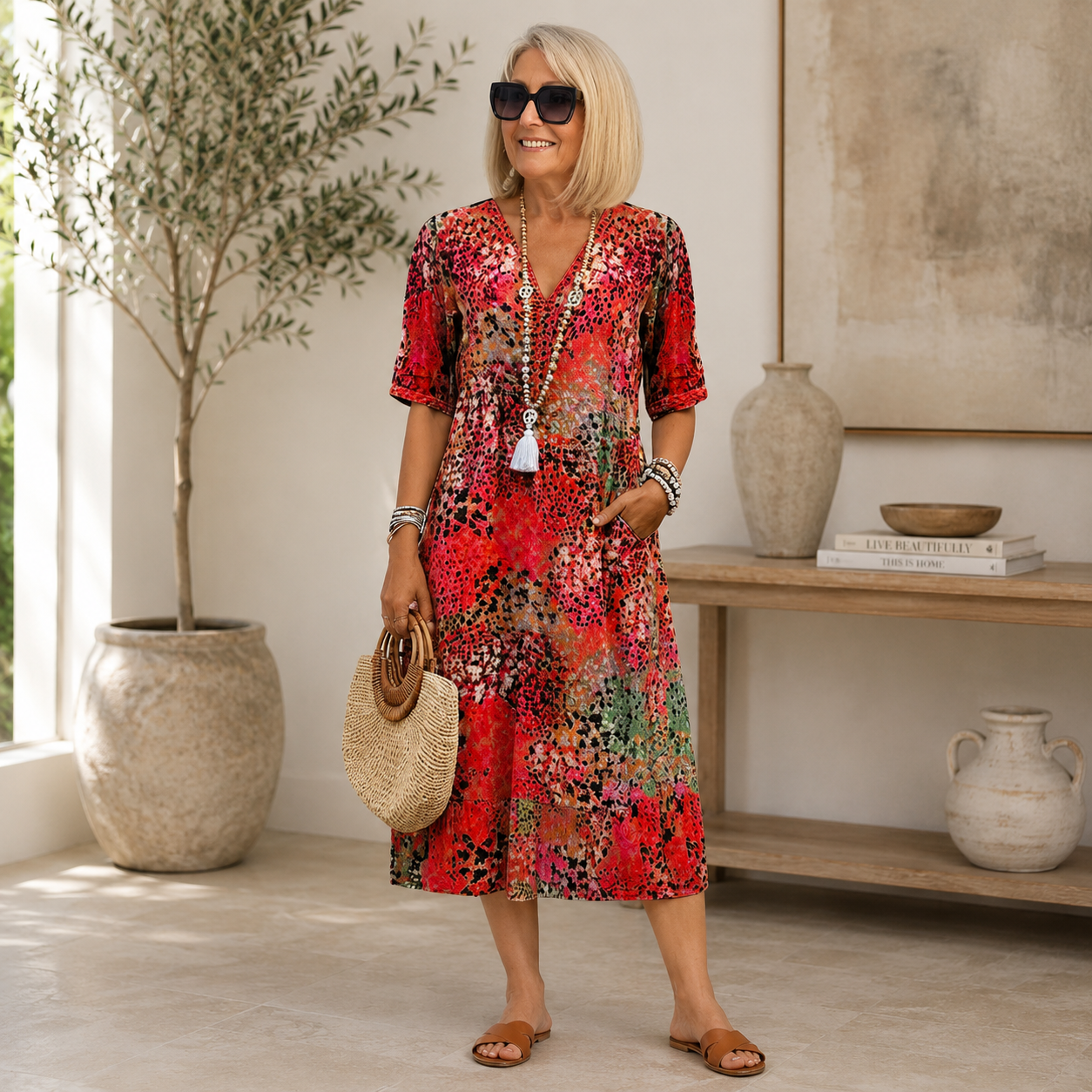 Rachel | Vibrant Midi Dress