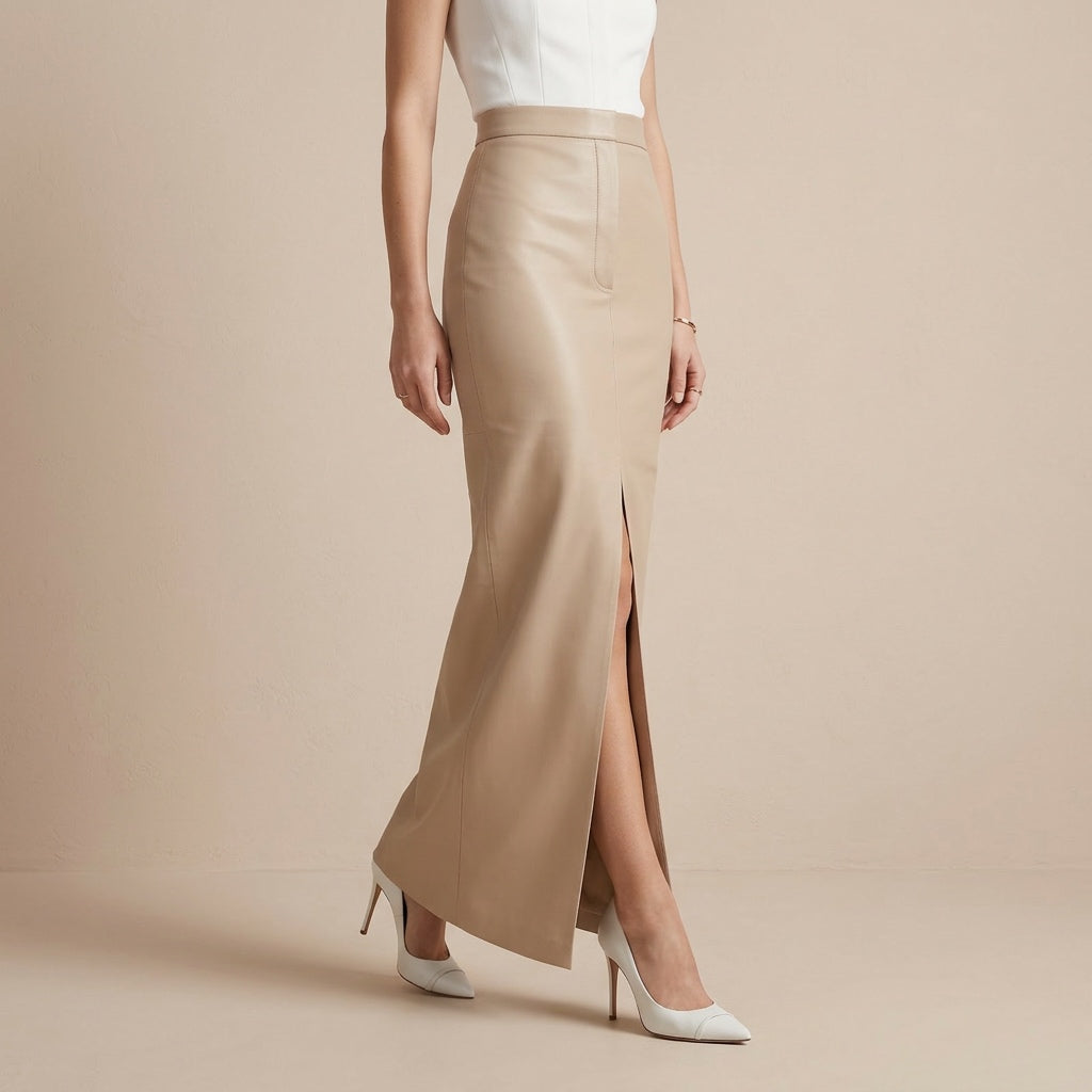 High-Waist Leather Skirt
