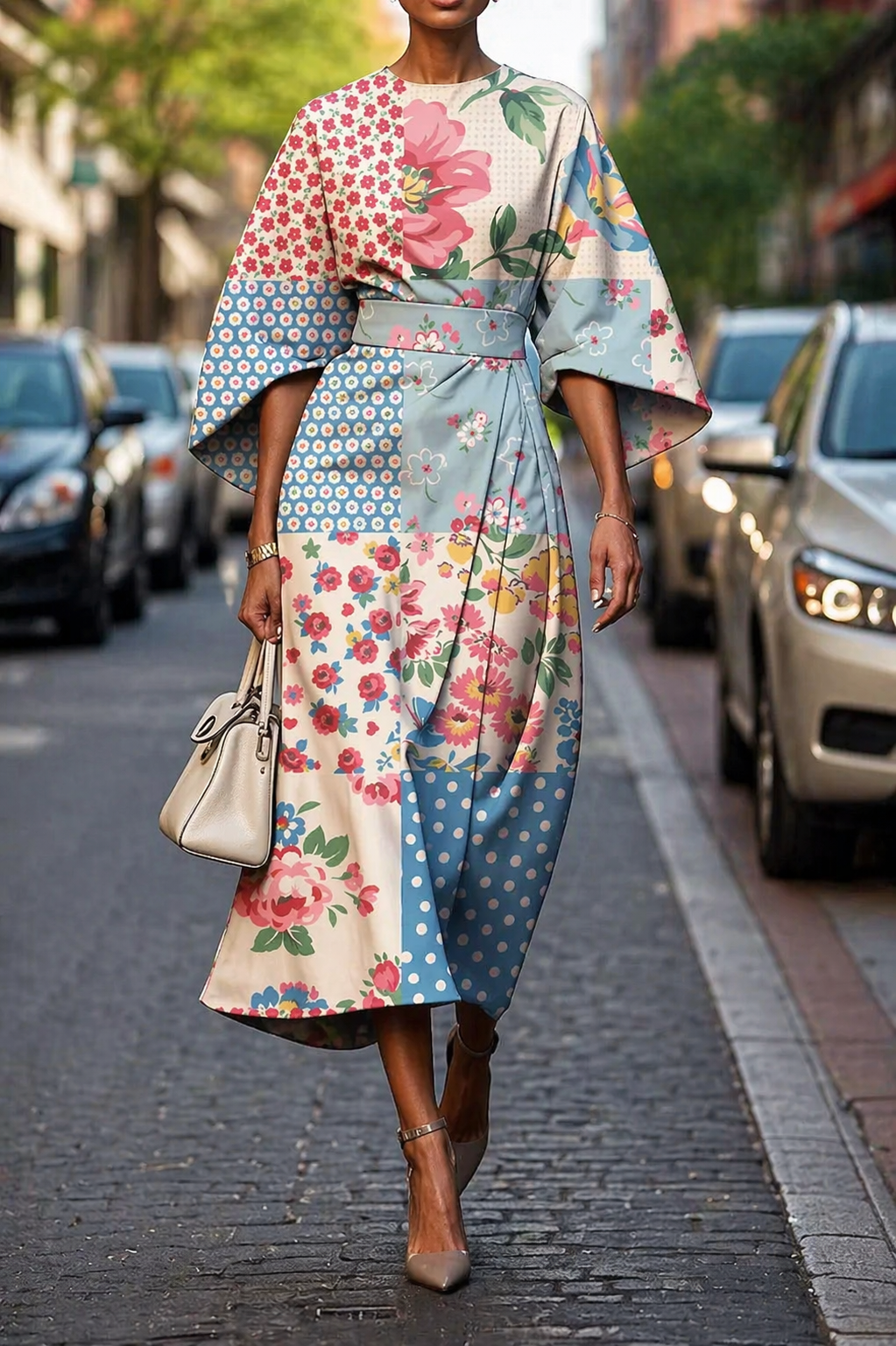 Crystal | MOXLAN  ELEGANT FLORAL DRESS