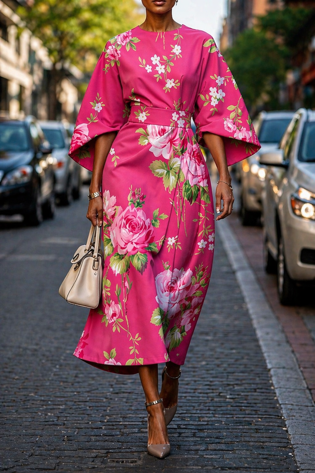 Crystal | MOXLAN  ELEGANT FLORAL DRESS
