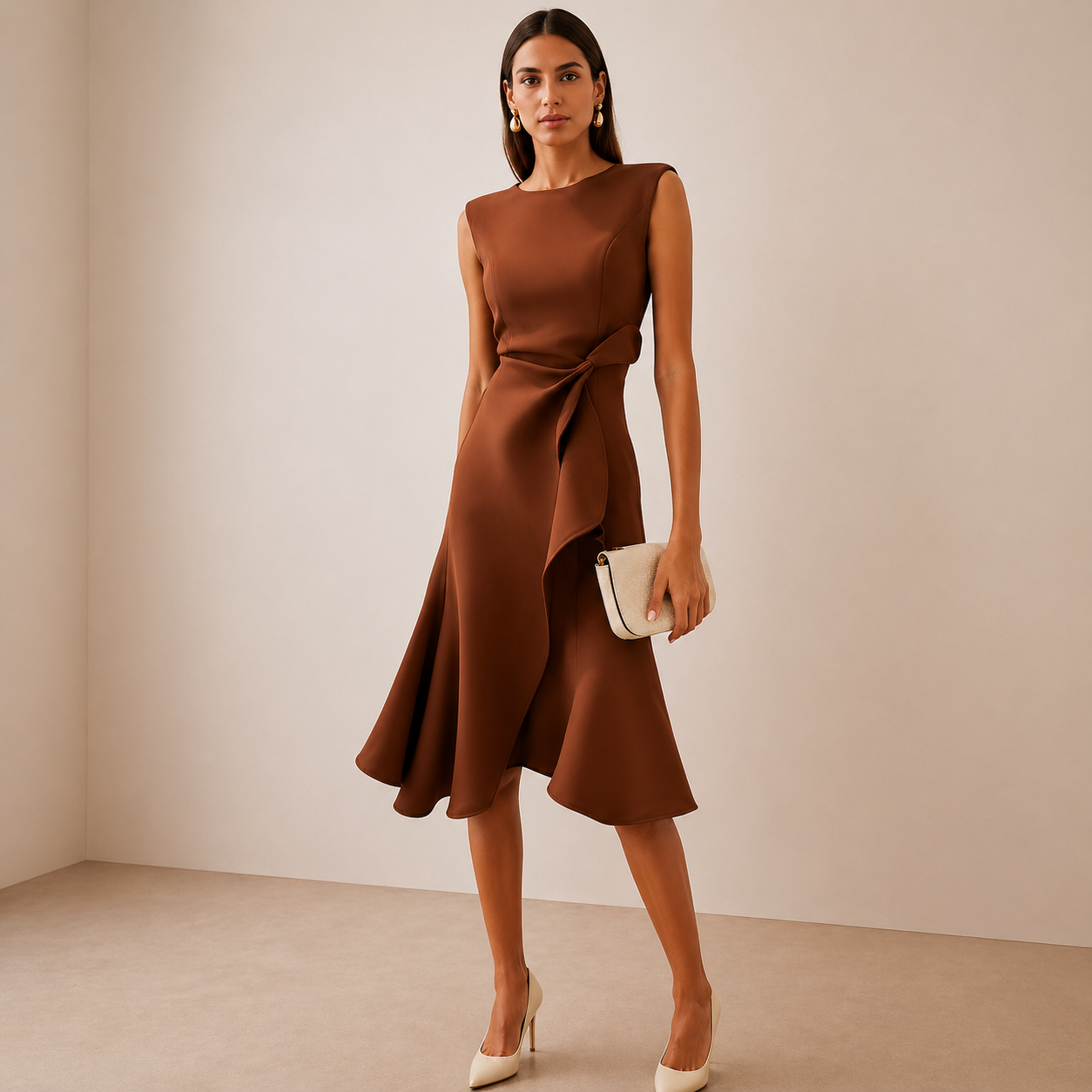 Evelina | Sculpted Waist Wrap Midi Dress