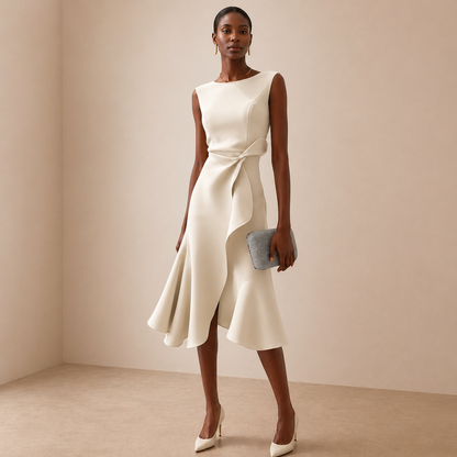 Evelina | Sculpted Waist Wrap Midi Dress