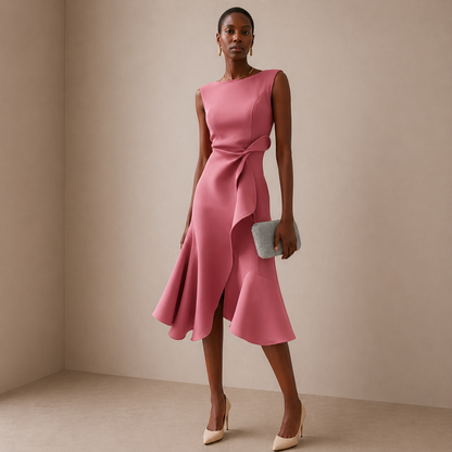Evelina | Sculpted Waist Wrap Midi Dress