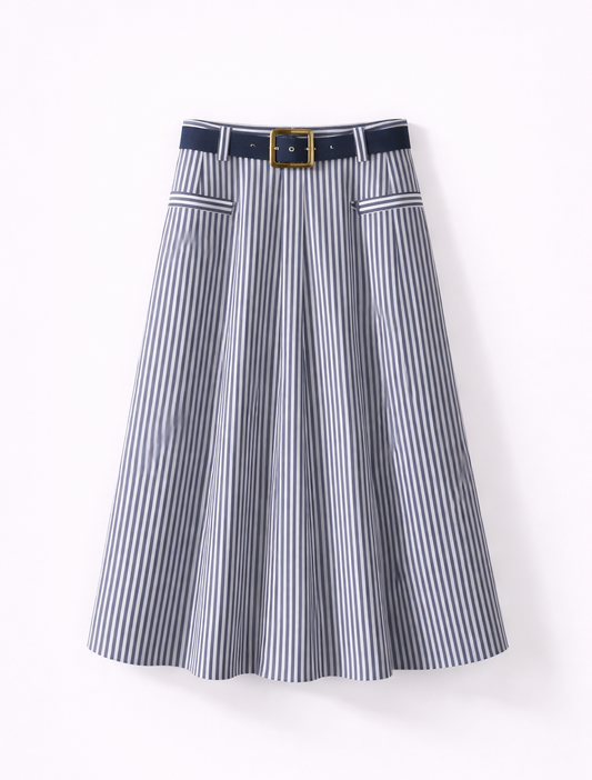Navy Stripe Skirt