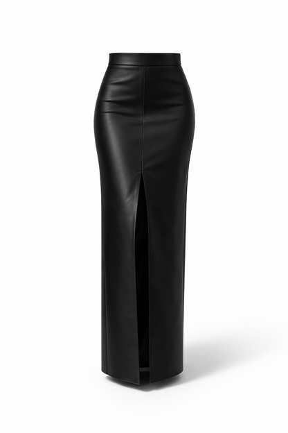 High-Waist Leather Skirt