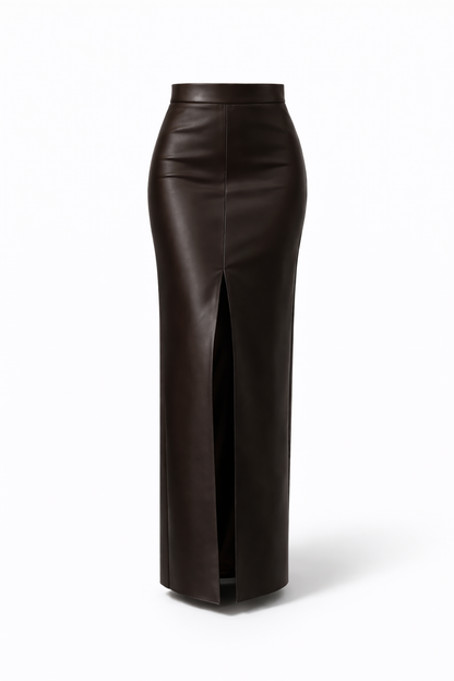 High-Waist Leather Skirt