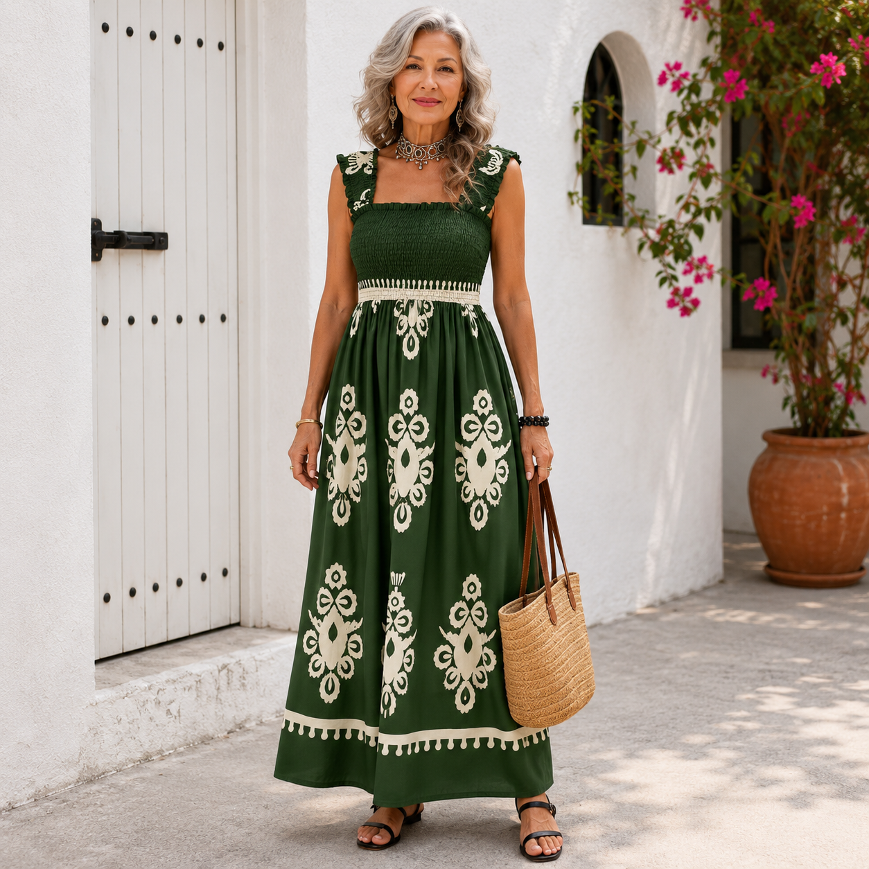 Valencia | Embroidered Smocked Maxi Dress