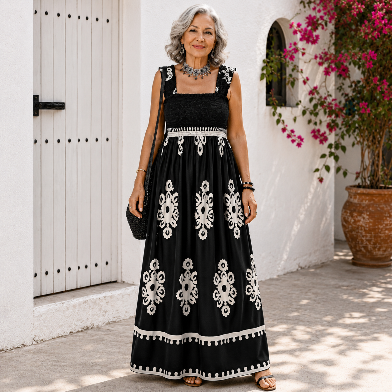 Valencia | Embroidered Smocked Maxi Dress