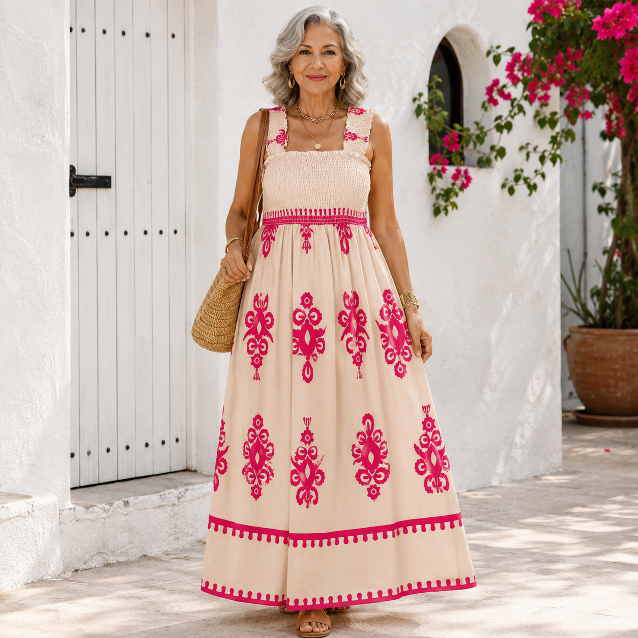 Valencia | Embroidered Smocked Maxi Dress
