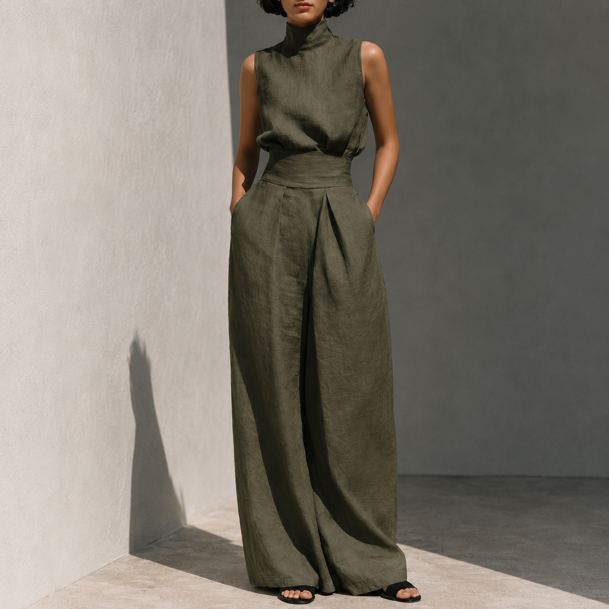 Celeste | Sky Blue Linen Blend Set