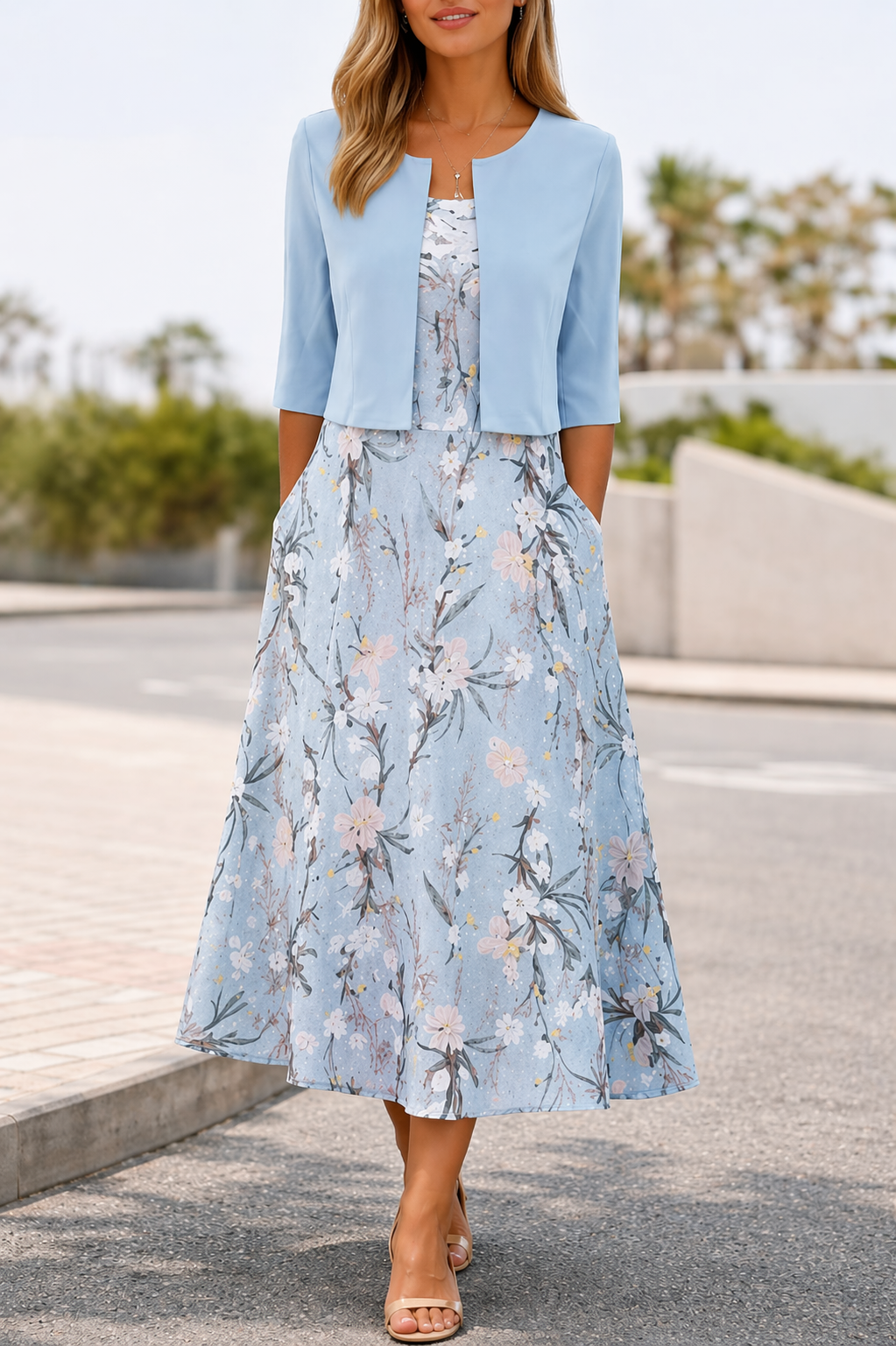 Rose | Mint Grace Midi Dress