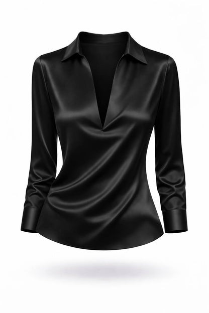 Greta | Satin Collar Shirt