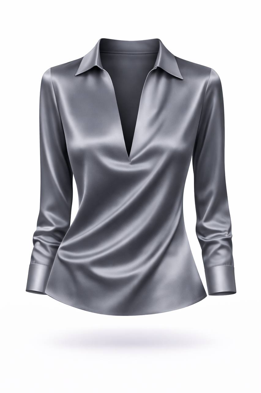 Greta | Satin Collar Shirt