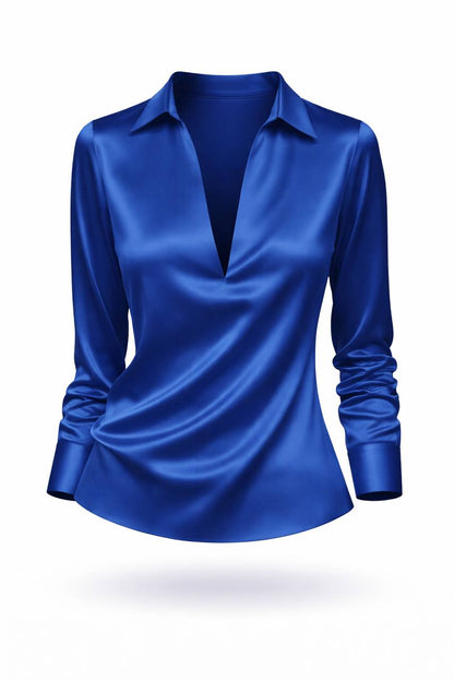 Greta | Satin Collar Shirt