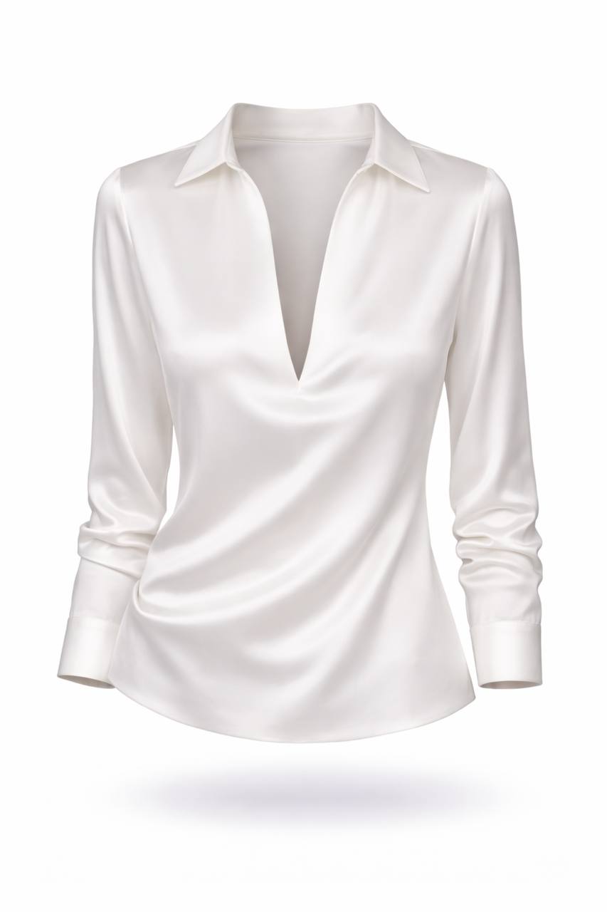 Greta | Satin Collar Shirt