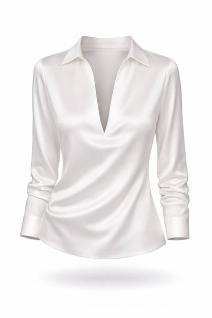 Greta | Satin Collar Shirt