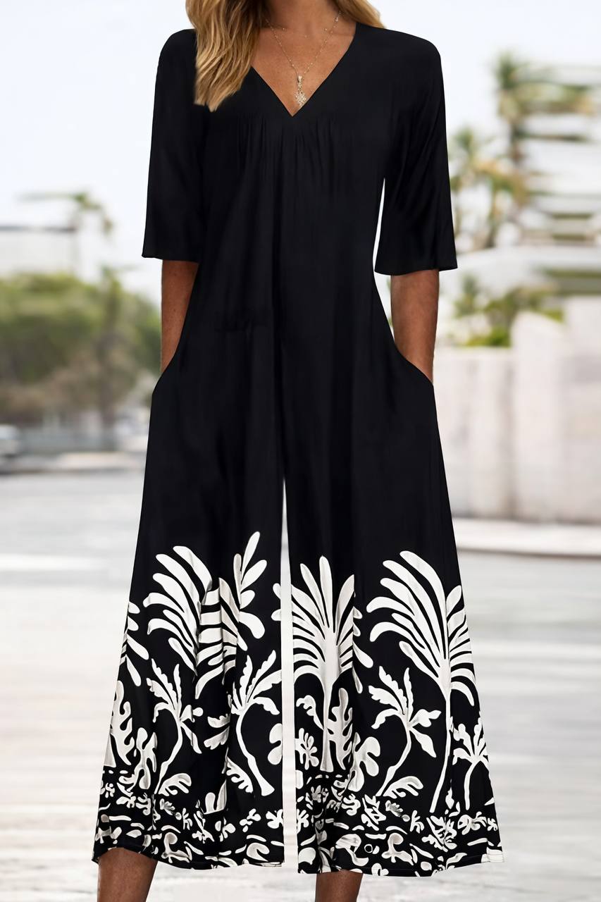 Cynthia | Floral Print Half Sleeve Jumpsuit