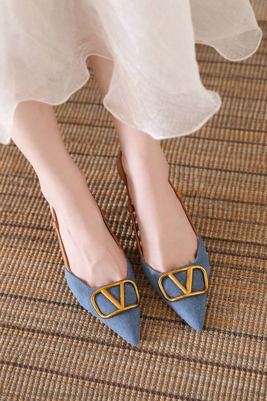 Brielle | Chic Pointed Slingback Heels with Gold Buckle