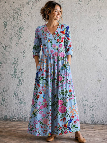 Amaris | Flora Bird Garden Maxi Dress
