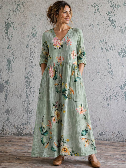 Aviana | Soft Sage Blossom Maxi Dress