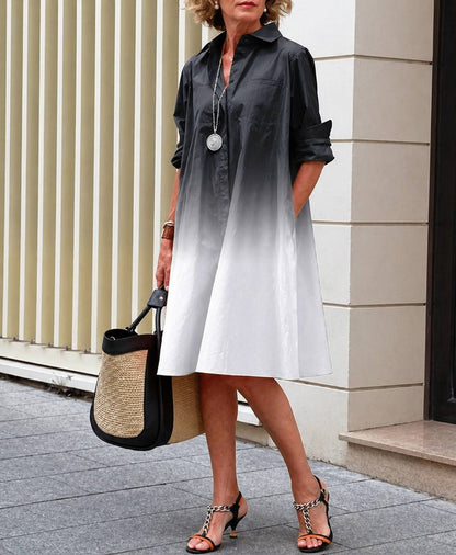 Cassidy | Elegant Gradient Shirt Dress