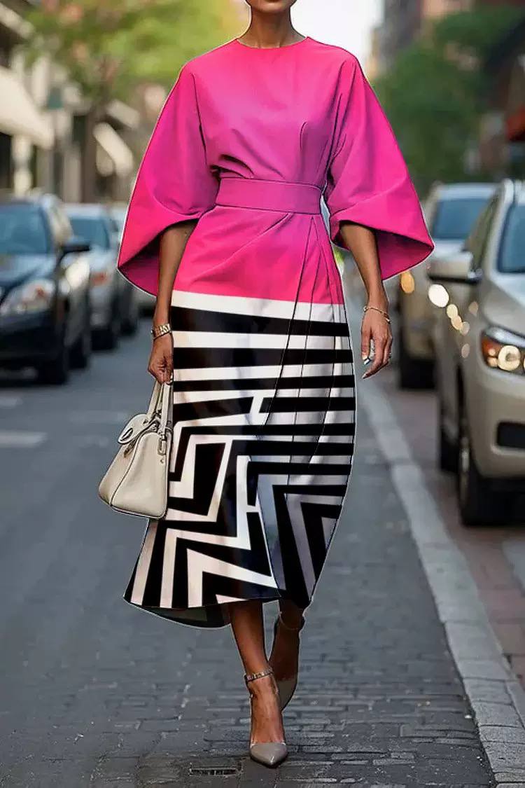 Dalary | Bold Contrast Geometric Midi Dress