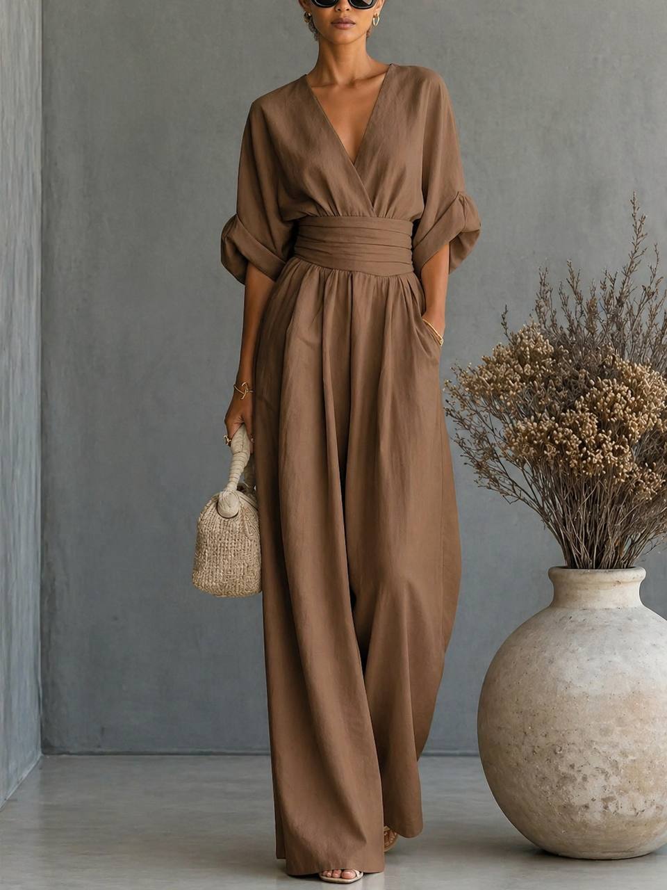 Elara |  Draped Waist Jumpsuit