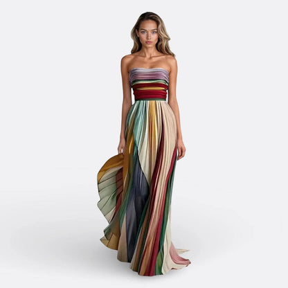 Valeria | Sunset Flow Strapless Maxi Dress
