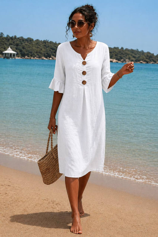 Liora | Sunny Breeze Button Midi Dress