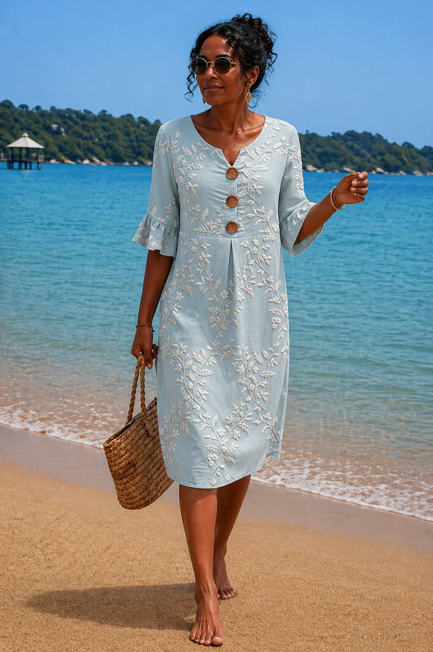 Aurelia | Embroidered Coastal Midi Dress