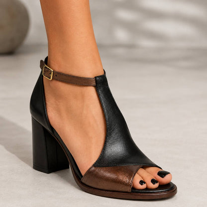 Seraphina | Sculpted T-Strap Heel Sandals