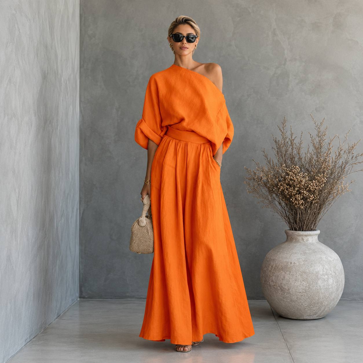 Lunara | One-Shoulder Linen Jumpsuit