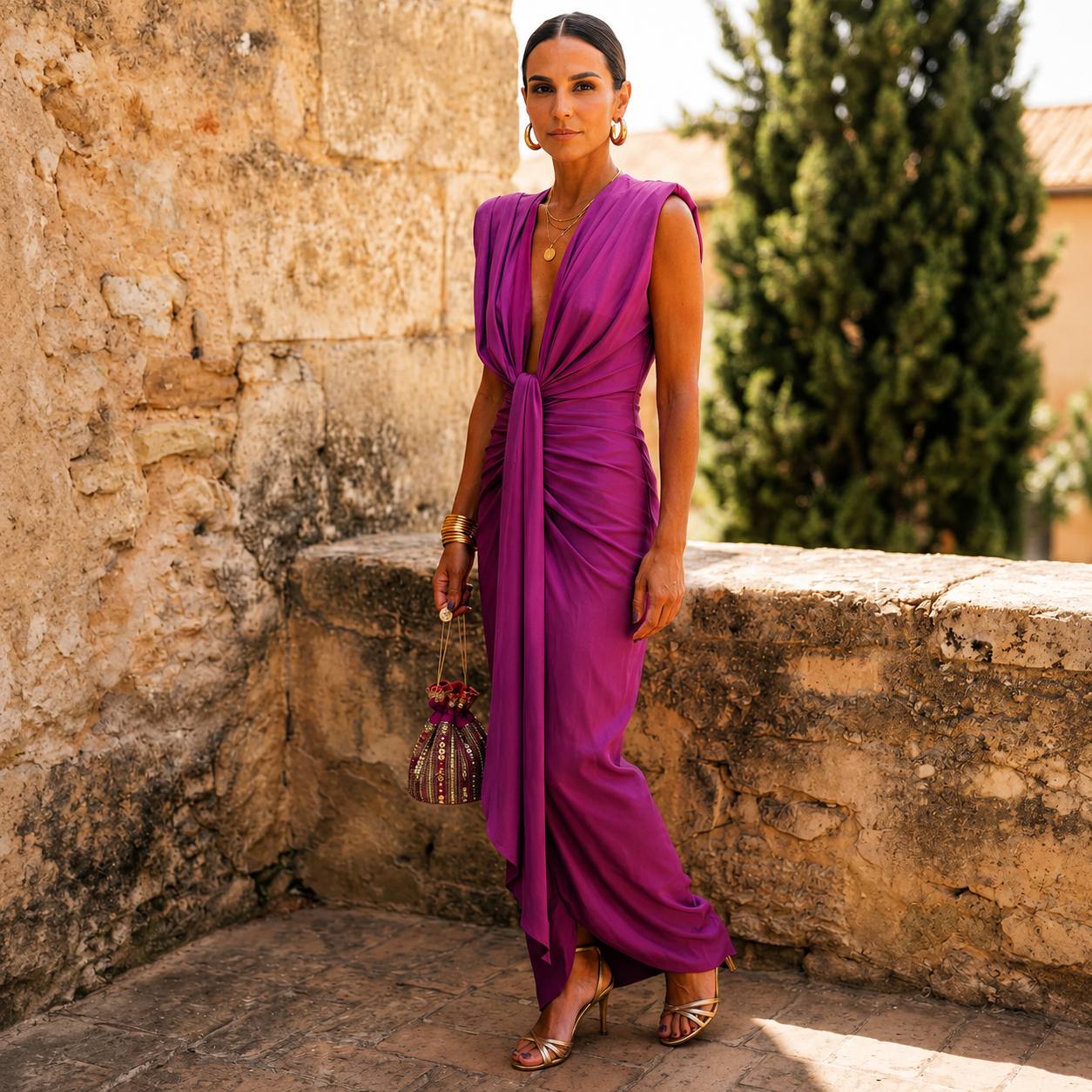 Sorellia | Goddess Drape Midi Dress