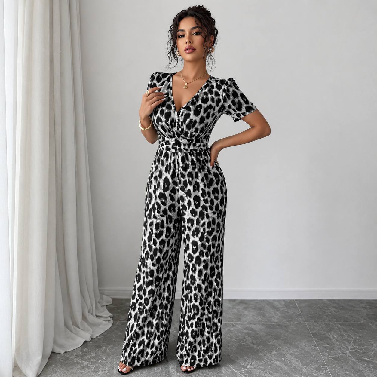 Savannah | Leopard Print Wide-Leg Jumpsuit