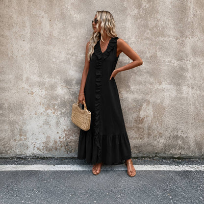 Solea | Ruffle Trim Maxi Dress