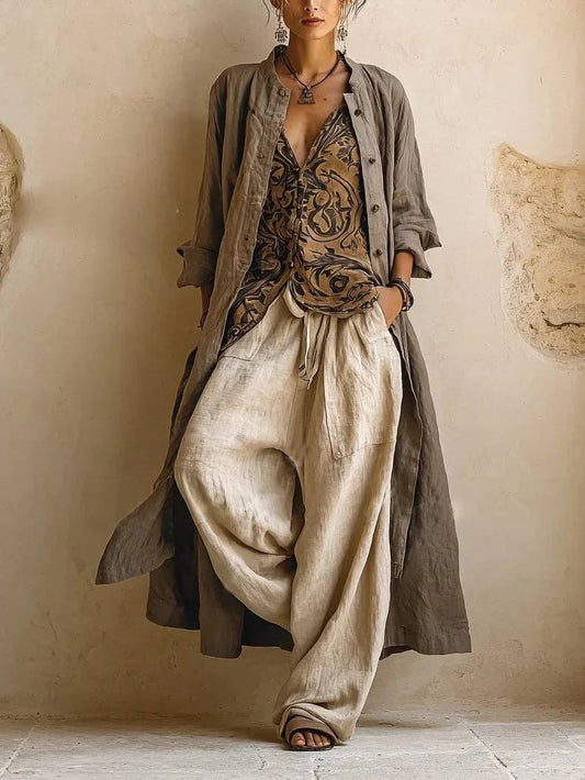 Valeria | Bohemian Three-Piece Linen Set