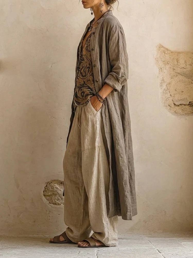 Valeria | Bohemian Three-Piece Linen Set