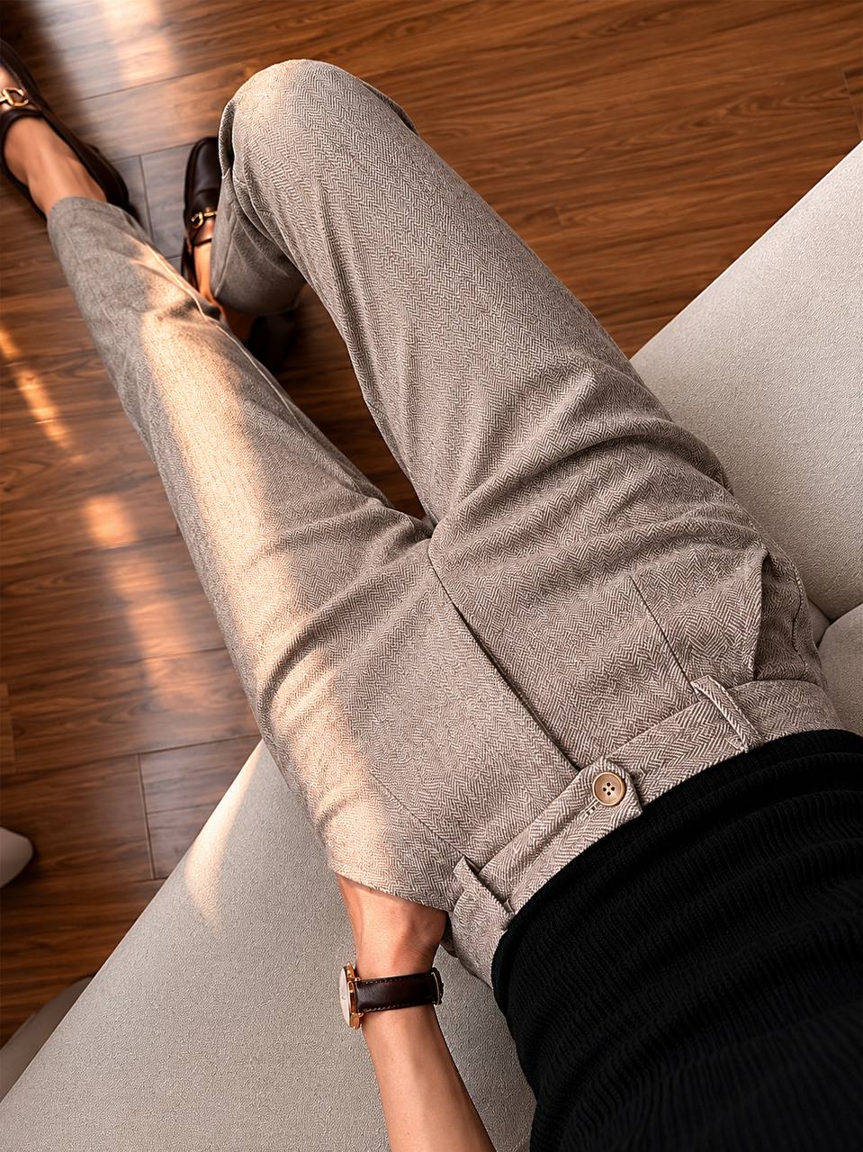 Arden | Tailored Herringbone Trousers