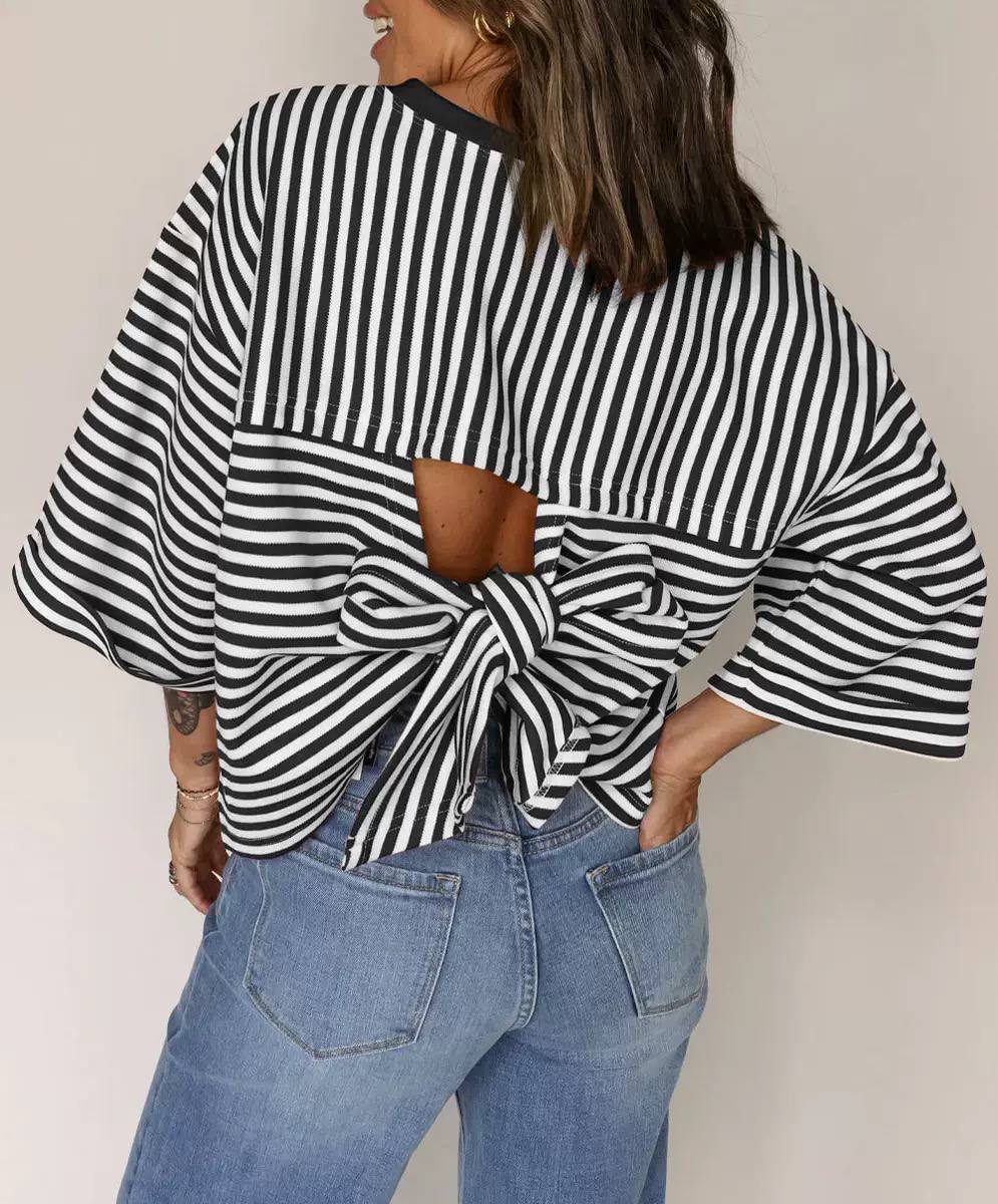 Sienna | Striped Bow Back Blouse