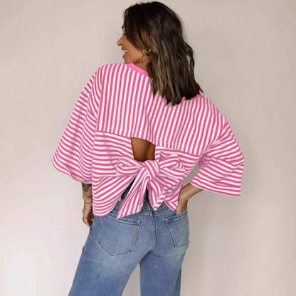 Sienna | Striped Bow Back Blouse