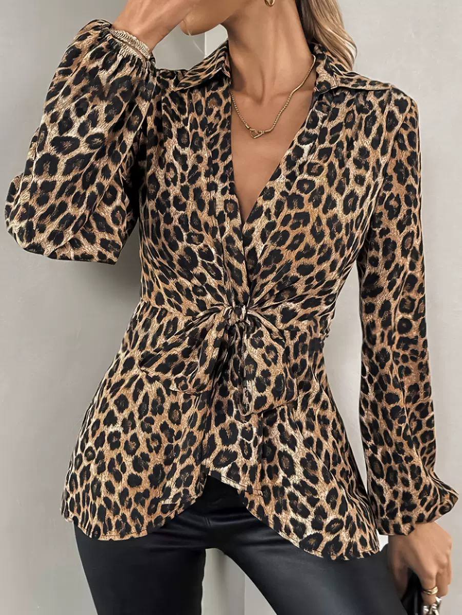 Savannah | Leopard Tie-Waist Blouse