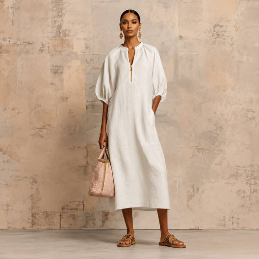 Aria | Zip-Neck Midi Dress