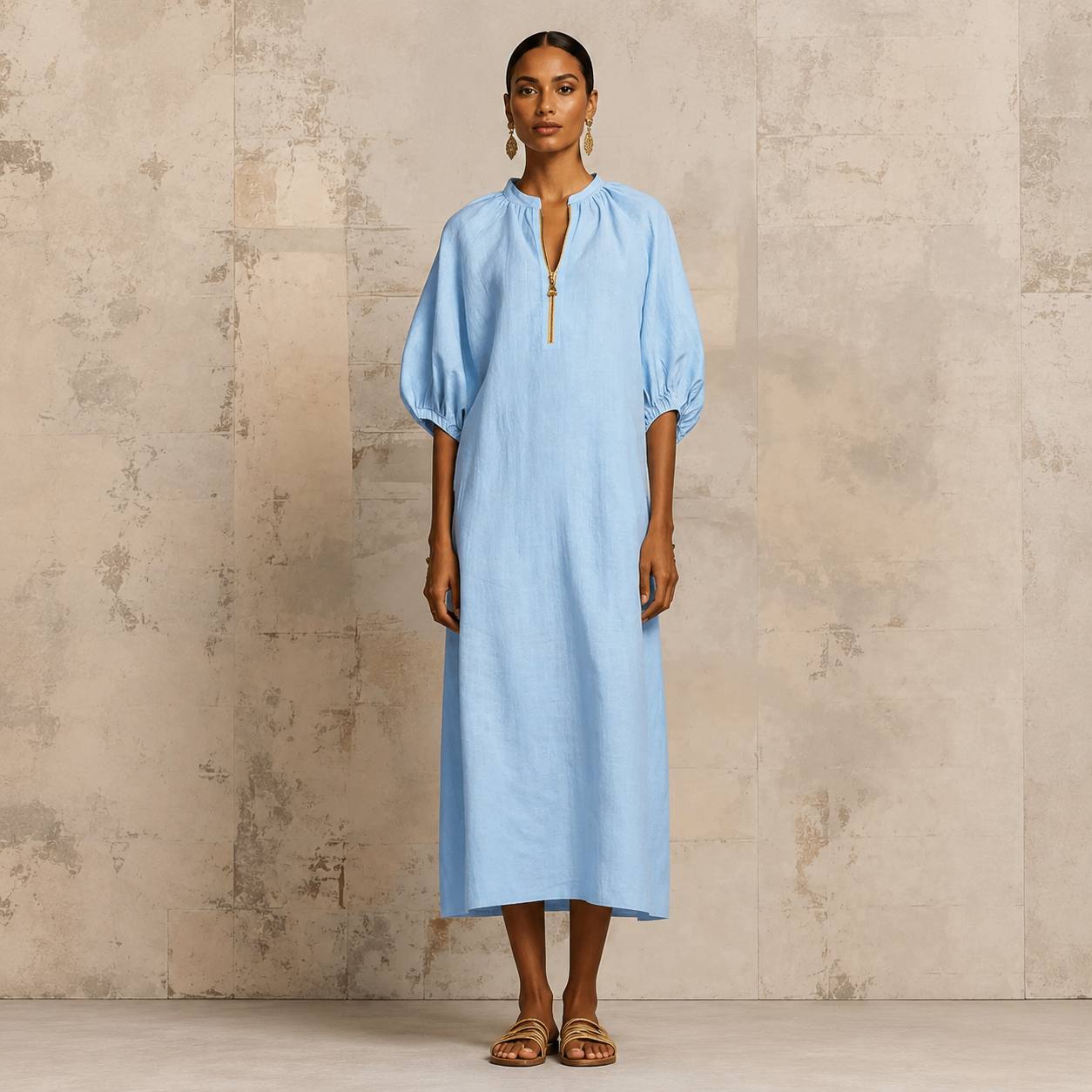 Aria | Zip-Neck Midi Dress