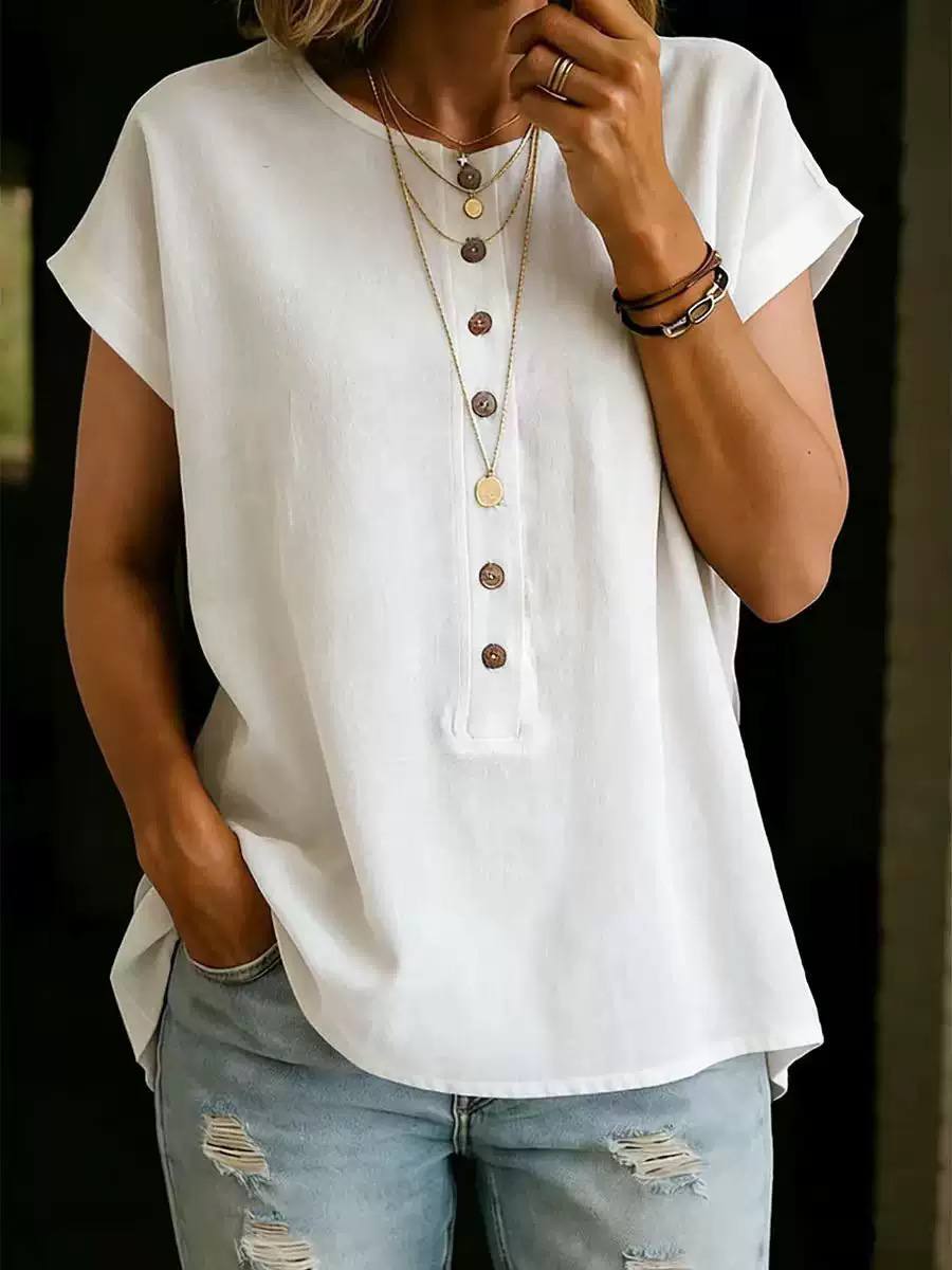 Aria | Button Detail Casual Blouse