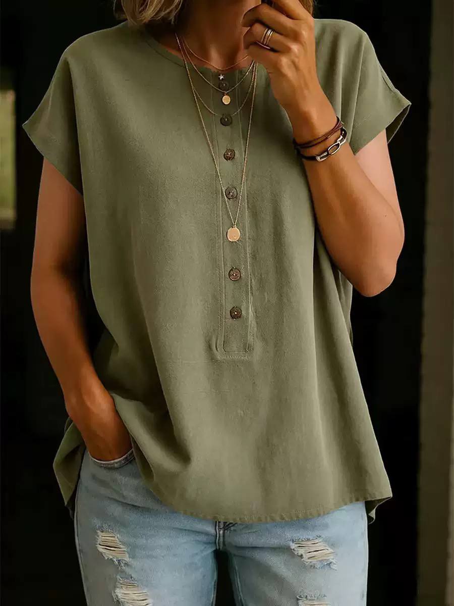 Aria | Button Detail Casual Blouse