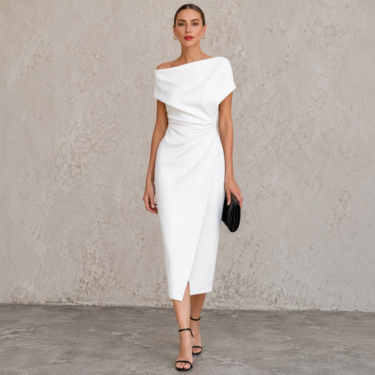Celeste | Off-Shoulder Elegance Midi Dress