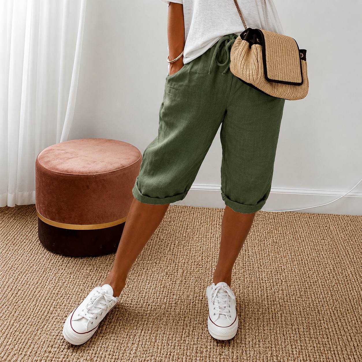 Clara | Relaxed Linen Capri Pants