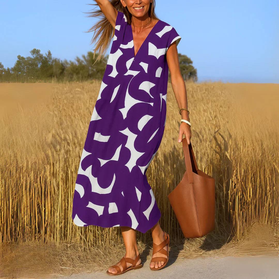 Josephine | Abstract Monochrome Maxi Dress