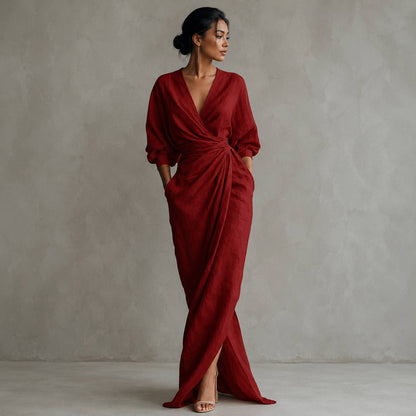 Amelia | Blush Draped Maxi Dress