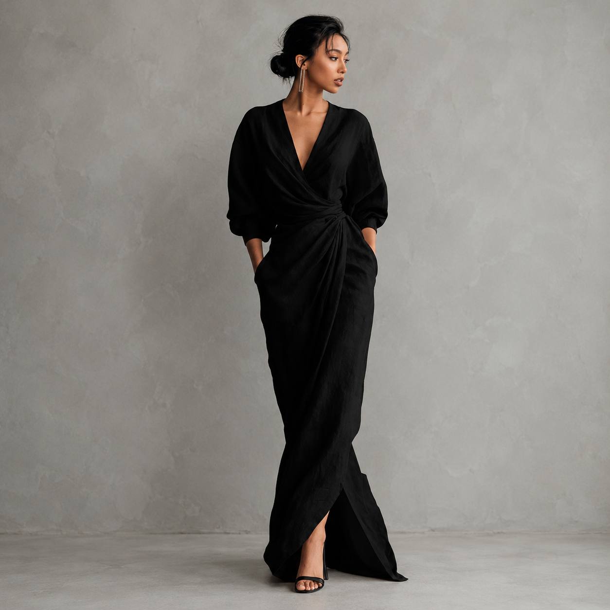 Amelia | Blush Draped Maxi Dress